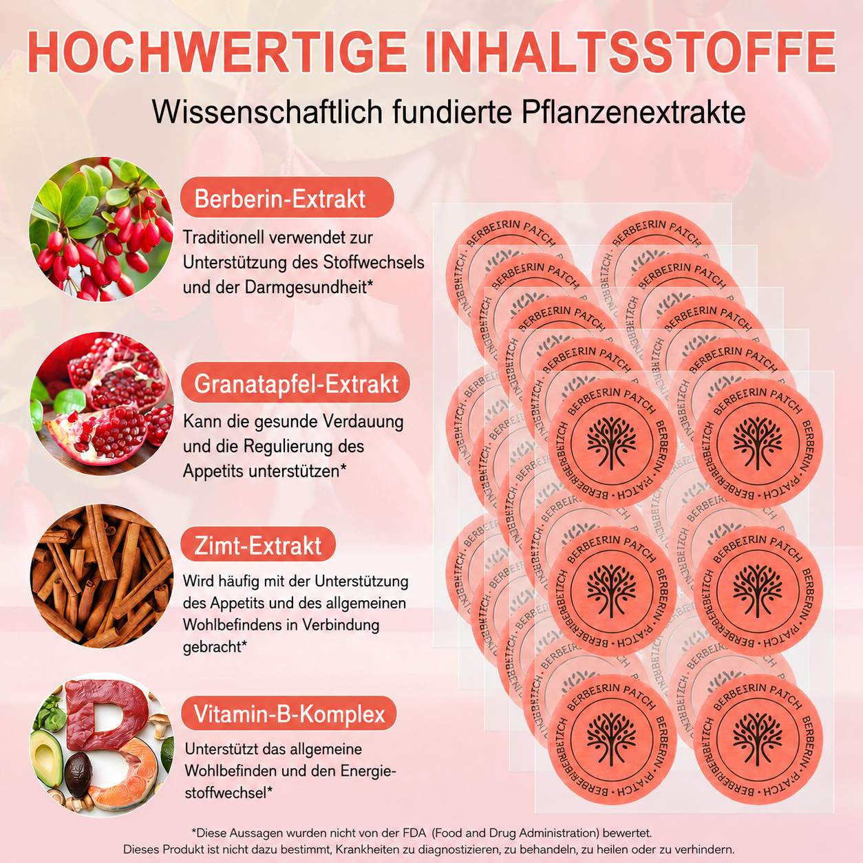 Berberinpflaster -  Berberin Patches -  Abnehmpflaster - 30 Stück Monatspackung