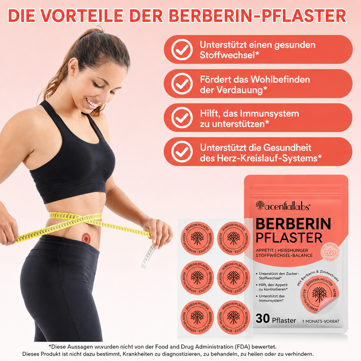 Berberinpflaster -  Berberin Patches -  Abnehmpflaster - 30 Stück Monatspackung