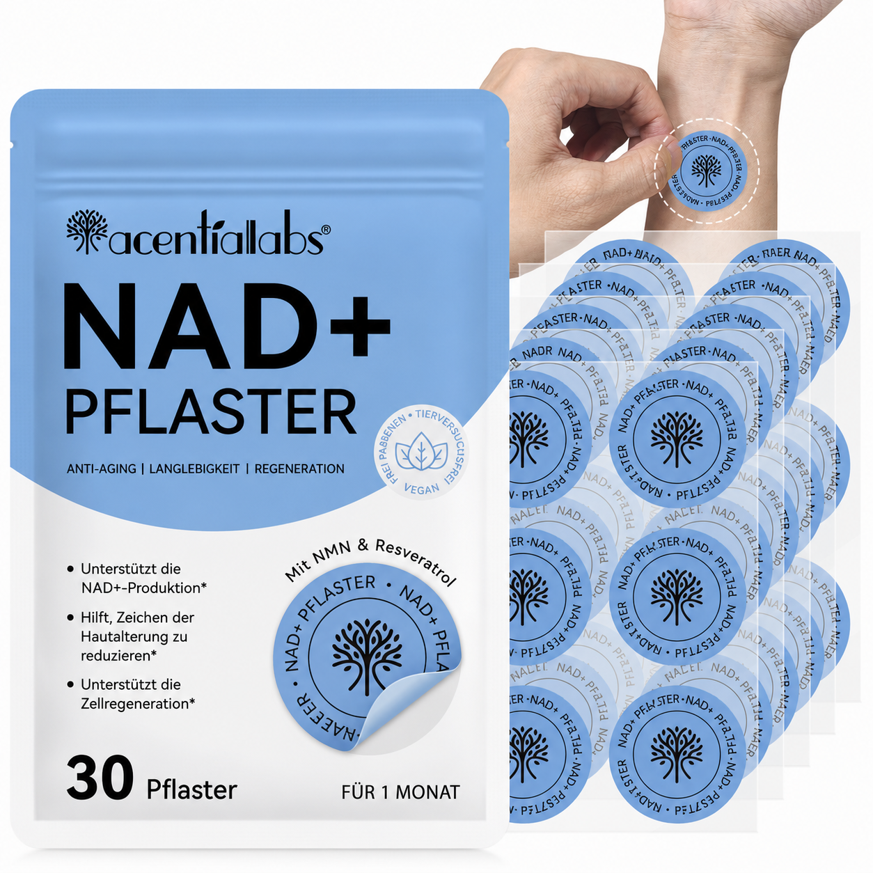 NAD+ Pflaster - NAD+ Patches, Anti-Aging Pflaster, 30 Pflaster, Monatspackung